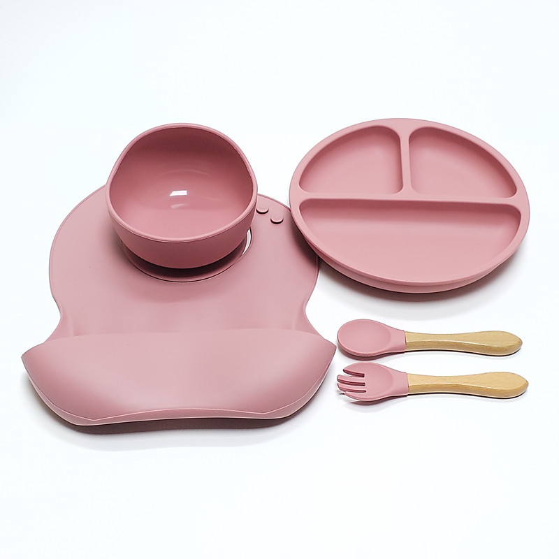 Baby Food Menu - 5-teiliges Kinder-Silikon-Essteller-Set mit starkem Saugnapf, bruchsicher,